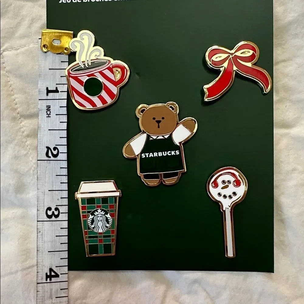 Starbucks Bear and Coffee Cup Enamel Pin Set of 5 2025 Limited Edition